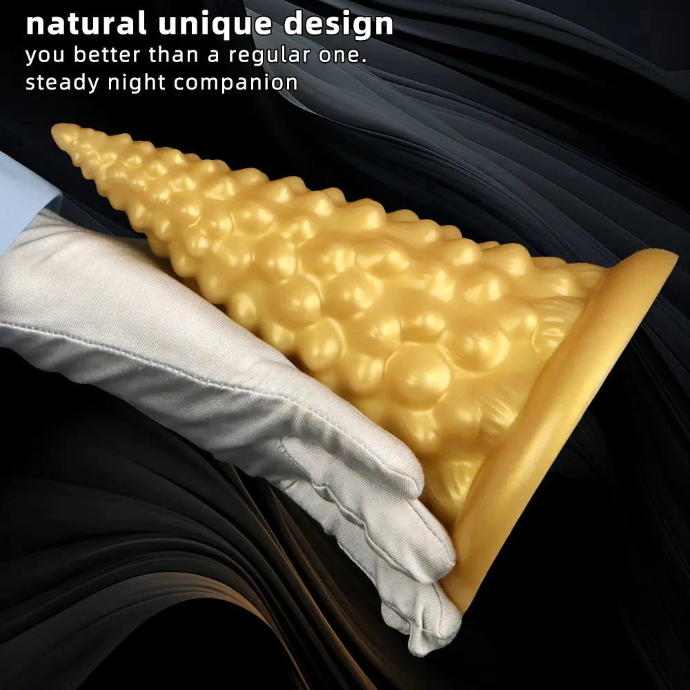 7.87in Golden Silicone Soft Anal Plug Anal Expansion Suction Cup Dildo