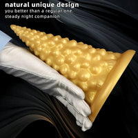 7.87in Golden Silicone Soft Anal Plug Anal Expansion Suction Cup Dildo