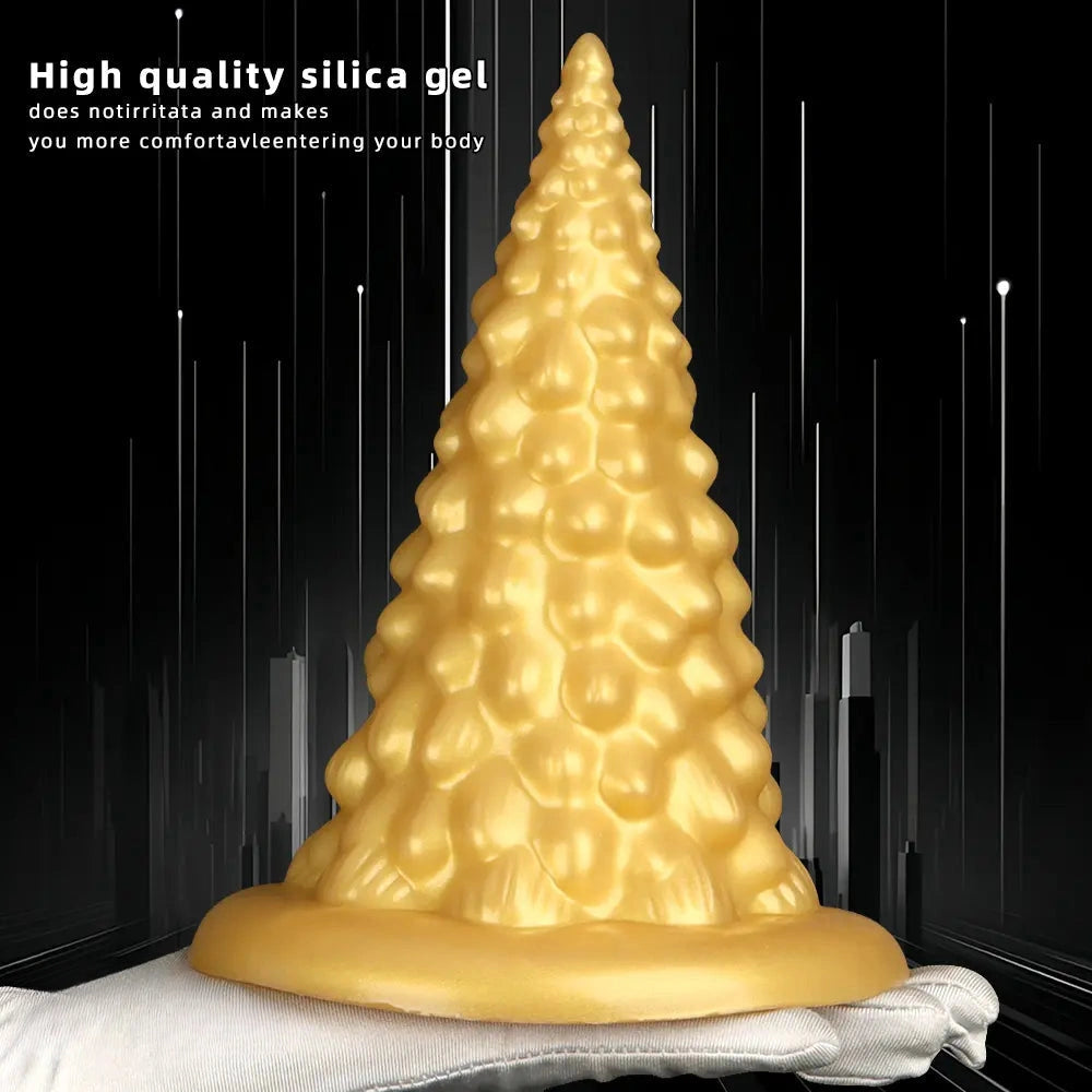 7.87in Golden Silicone Soft Anal Plug Anal Expansion Suction Cup Dildo