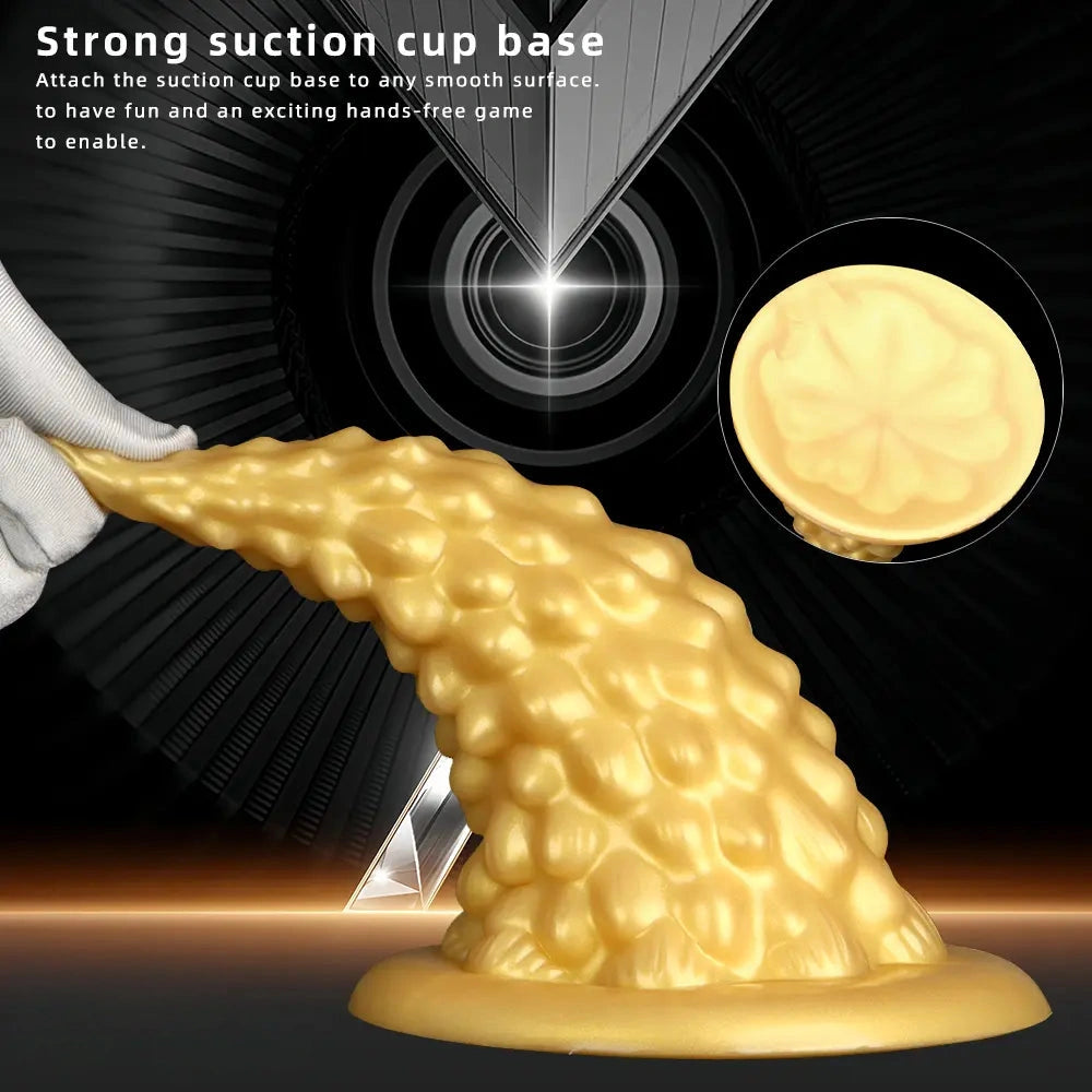 7.87in Golden Silicone Soft Anal Plug Anal Expansion Suction Cup Dildo