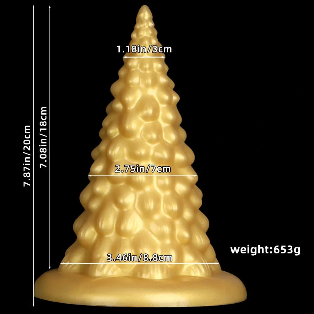 7.87in Golden Silicone Soft Anal Plug Anal Expansion Suction Cup Dildo
