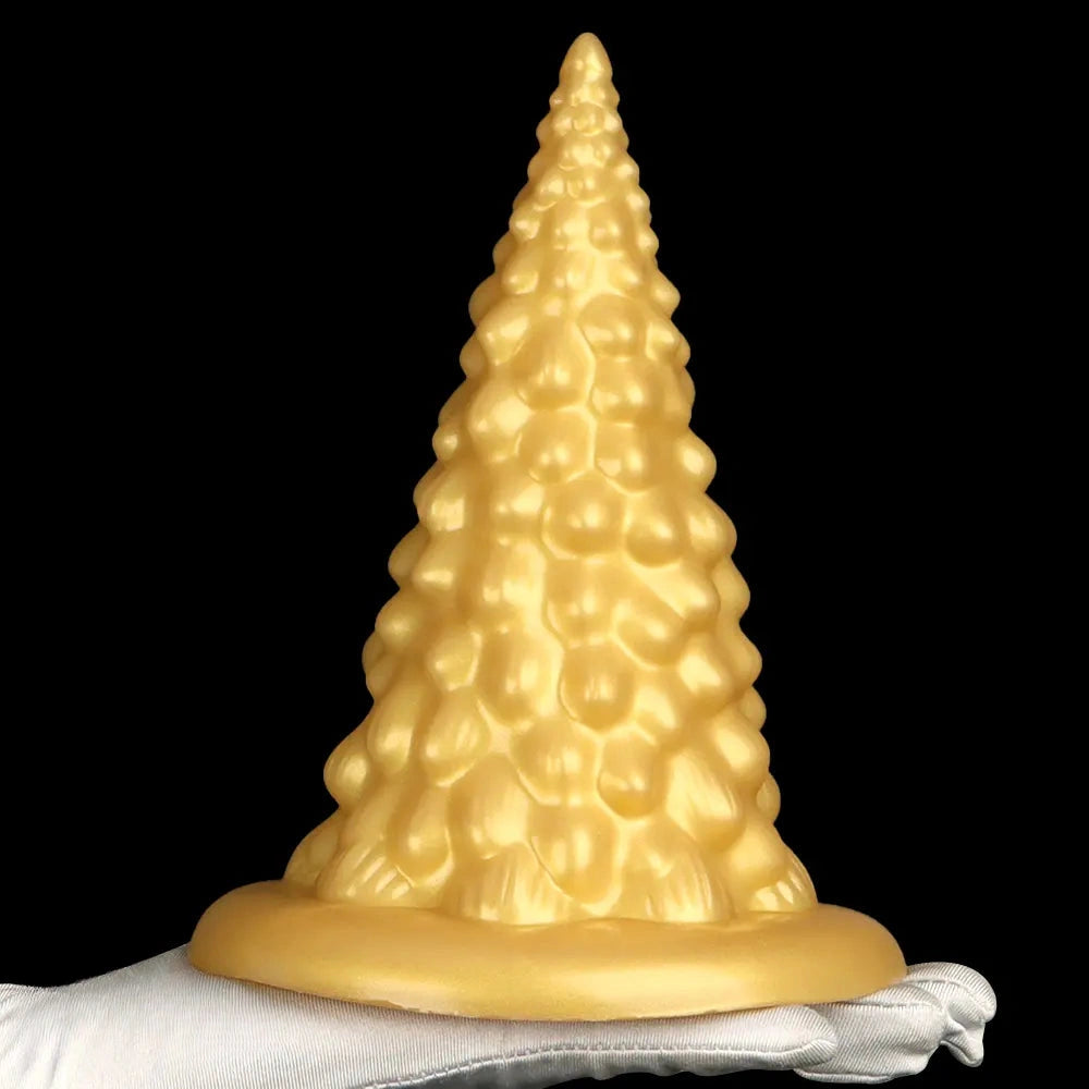 7.87in Golden Silicone Soft Anal Plug Anal Expansion Suction Cup Dildo