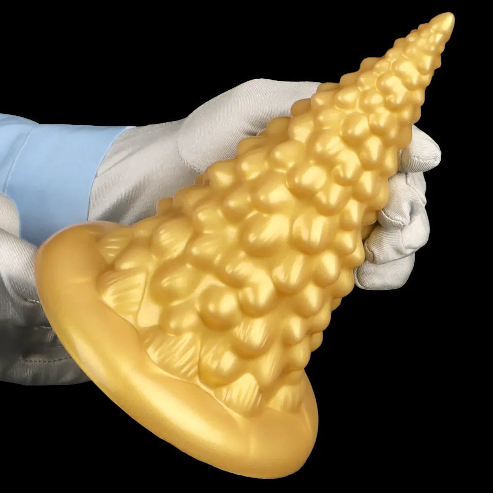 7.87in Golden Silicone Soft Anal Plug Anal Expansion Suction Cup Dildo
