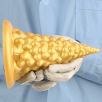 7.87in Golden Silicone Soft Anal Plug Anal Expansion Suction Cup Dildo
