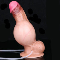 7.87in Inflatable Squirting Soft Silicone Woman Men Dildo With Suction Cup