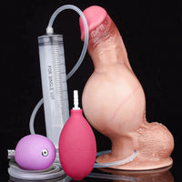 7.87in Inflatable Squirting Soft Silicone Woman Men Dildo With Suction Cup