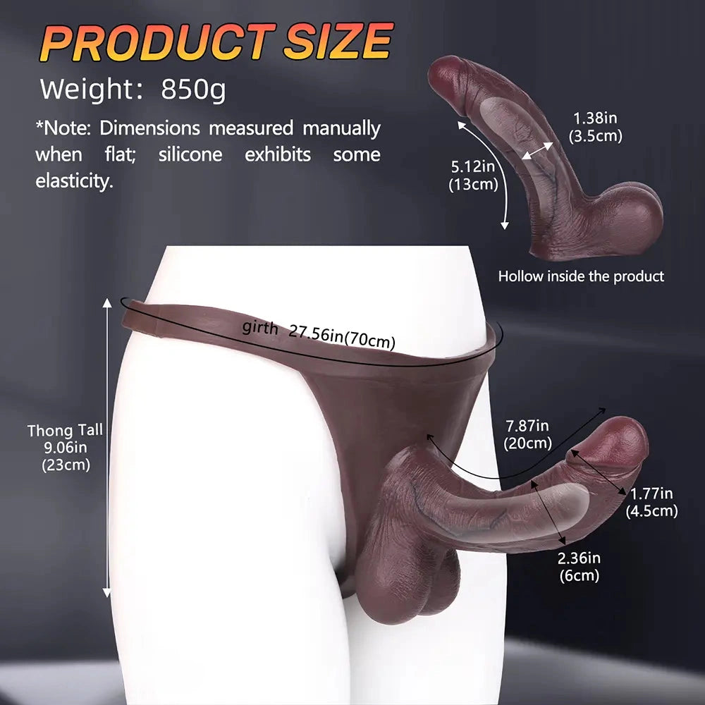7.87in Lifelike Hollow Strap on Dildo Panty For Stimulation and Expansion