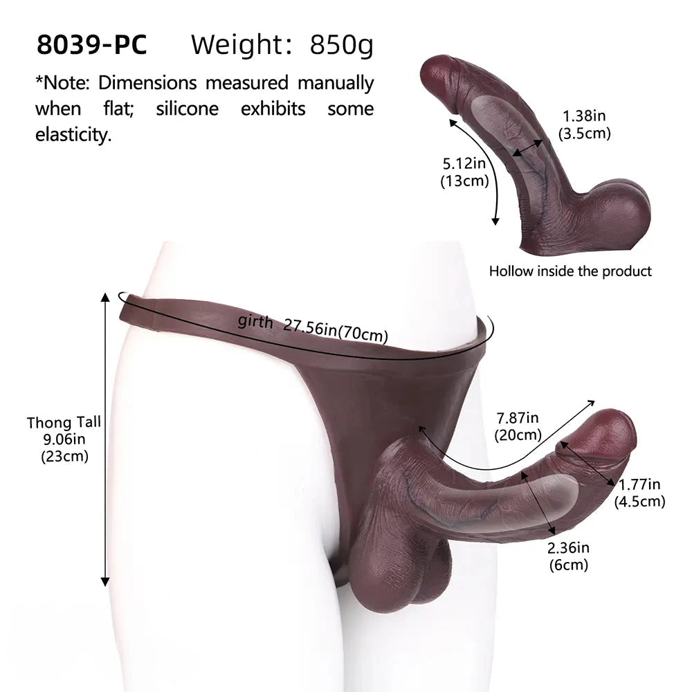 7.87in Lifelike Hollow Strap on Dildo Panty For Stimulation and Expansion