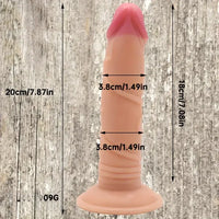 7.87in Lifelike PVC Fantasy Penis Hand-Free Dildo With Suction Cup