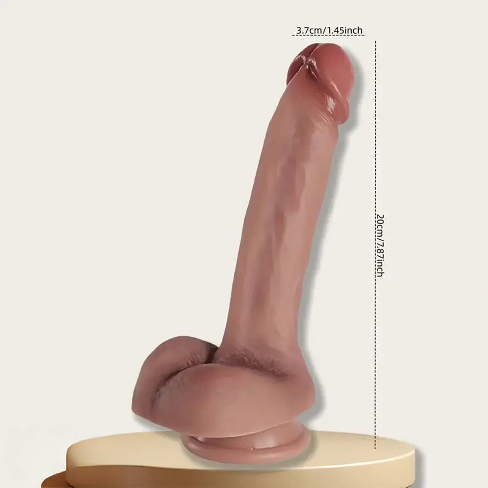 7.87in Lifelike Veins Skin G-Spot Stimulation Dildo Lifelike Clit Sex Toy