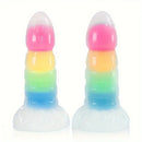 7.87in Luminous Silicone Real Soft Rainbow Dildo Hands Free Sex Toy