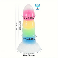 7.87in Luminous Silicone Real Soft Rainbow Dildo Hands Free Sex Toy