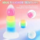 7.87in Luminous Silicone Real Soft Rainbow Dildo Hands Free Sex Toy