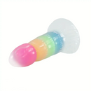 7.87in Luminous Silicone Real Soft Rainbow Dildo Hands Free Sex Toy