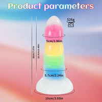 7.87in Luminous Silicone Real Soft Rainbow Dildo Hands Free Sex Toy