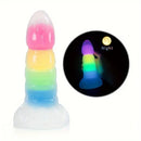 7.87in Luminous Silicone Real Soft Rainbow Dildo Hands Free Sex Toy