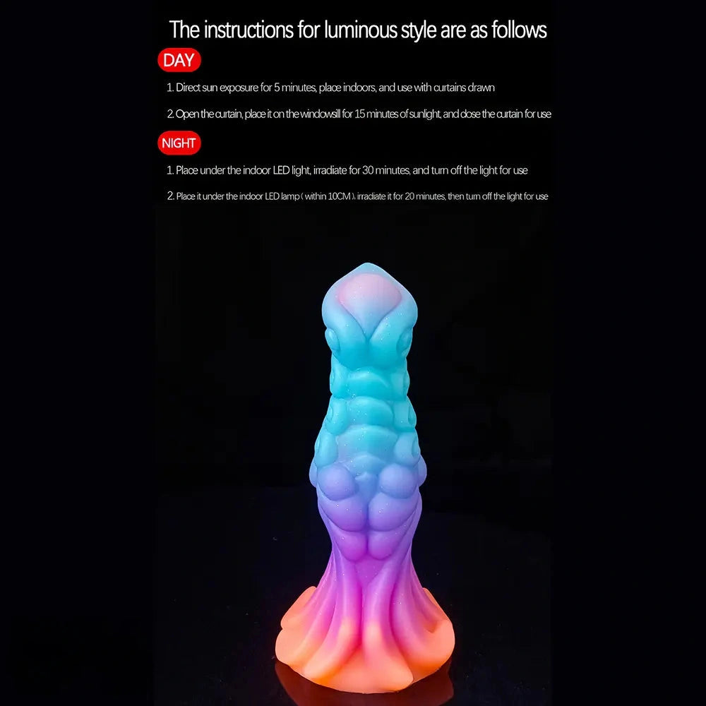7.87in Monster Knot Luminous Dildo With Ribs Adult Male Masturbator