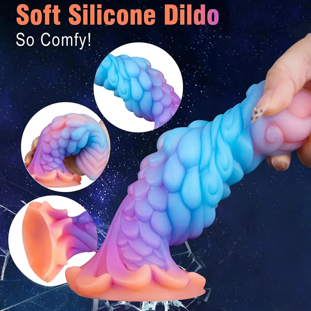7.87in Monster Knot Luminous Dildo With Ribs Adult Male Masturbator