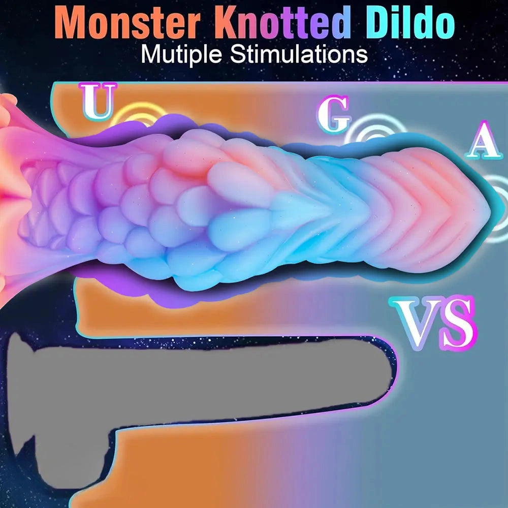 7.87in Monster Knot Luminous Dildo With Ribs Adult Male Masturbator
