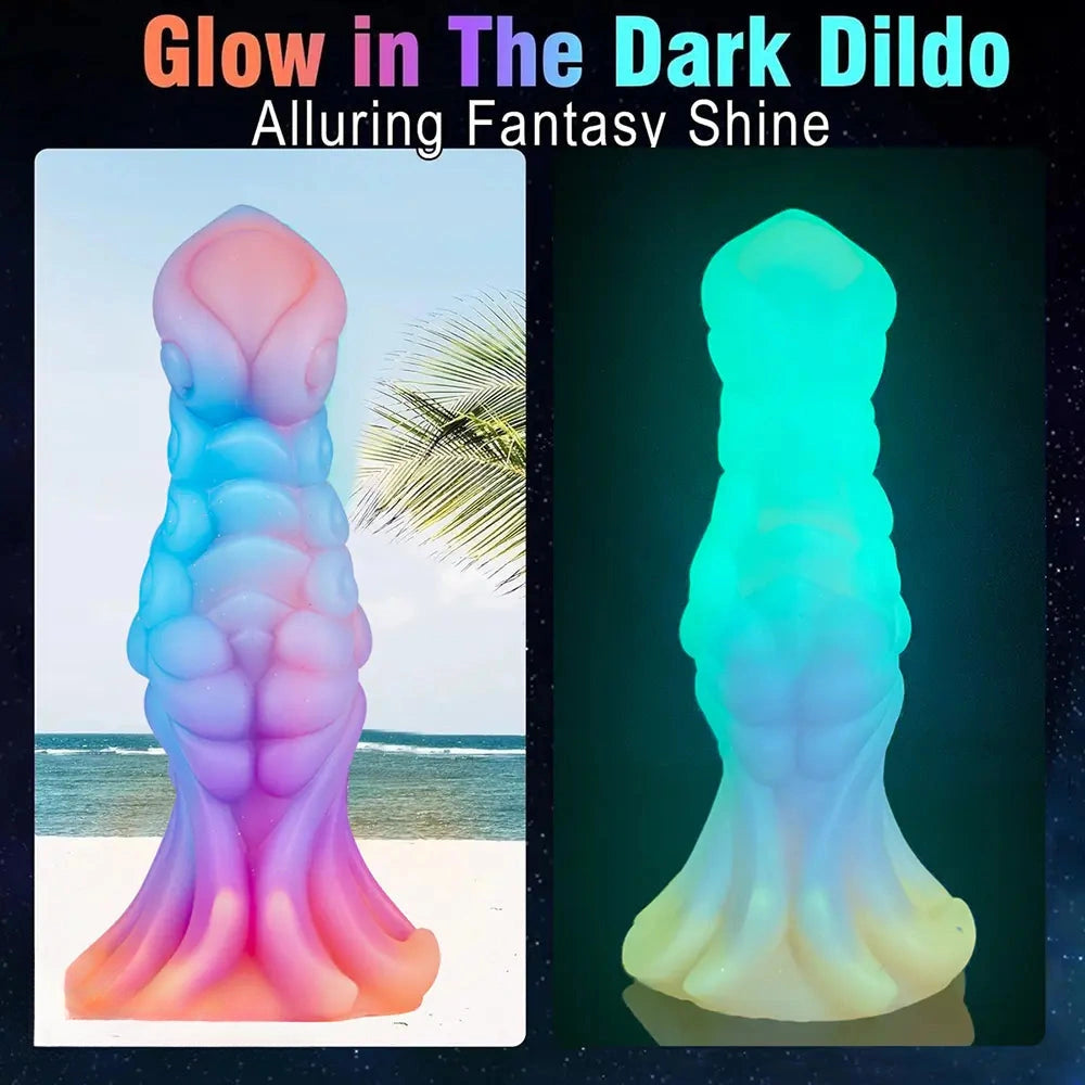 7.87in Monster Knot Luminous Dildo With Ribs Adult Male Masturbator