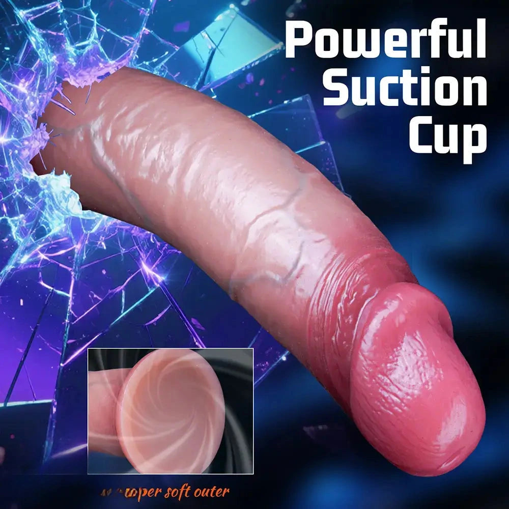 7.87in Moveable Skin Realistic Dual Density Liquid Silicone Dildo Cock Toy