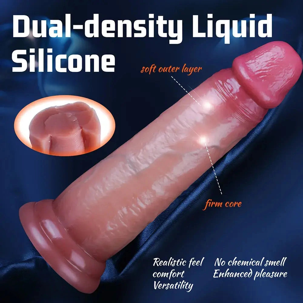 7.87in Moveable Skin Realistic Dual Density Liquid Silicone Dildo Cock Toy