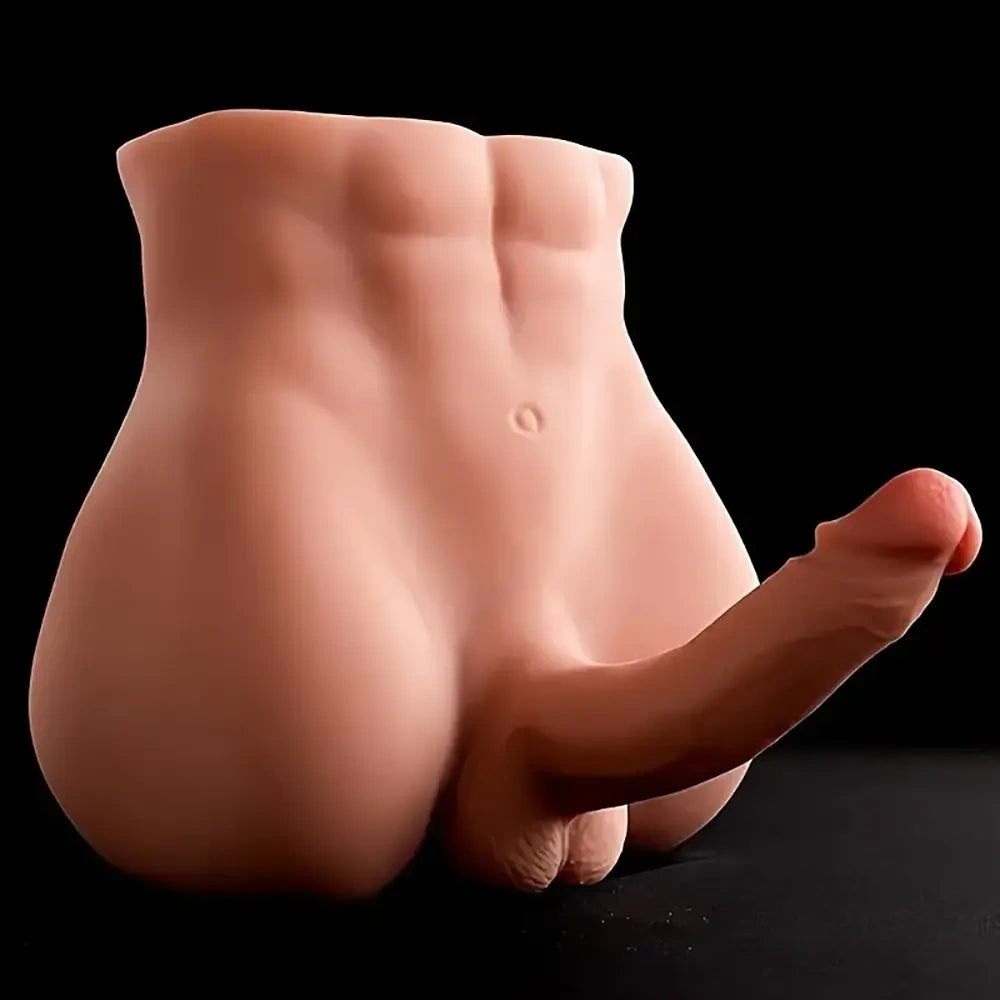 7.87in Premium Realistic Silicone Flexible Dildo Sex Torso With Anus