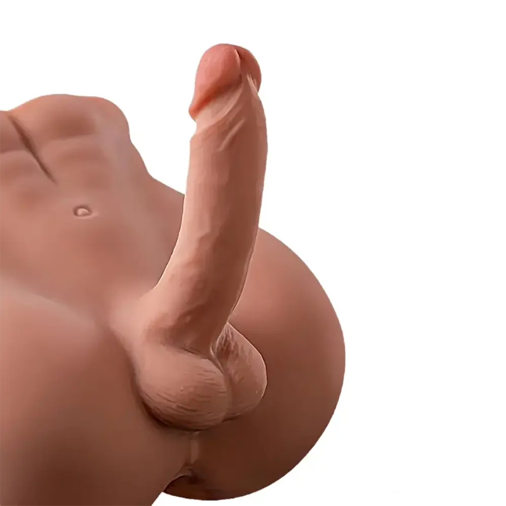 7.87in Premium Realistic Silicone Flexible Dildo Sex Torso With Anus