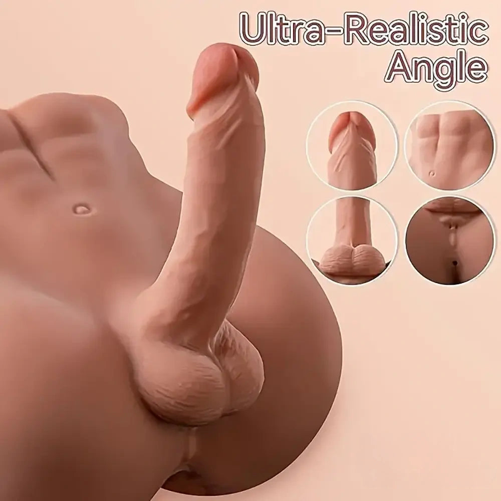 7.87in Premium Realistic Silicone Flexible Dildo Sex Torso With Anus