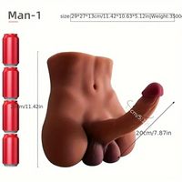 7.87in Premium Realistic Silicone Flexible Dildo Sex Torso With Anus