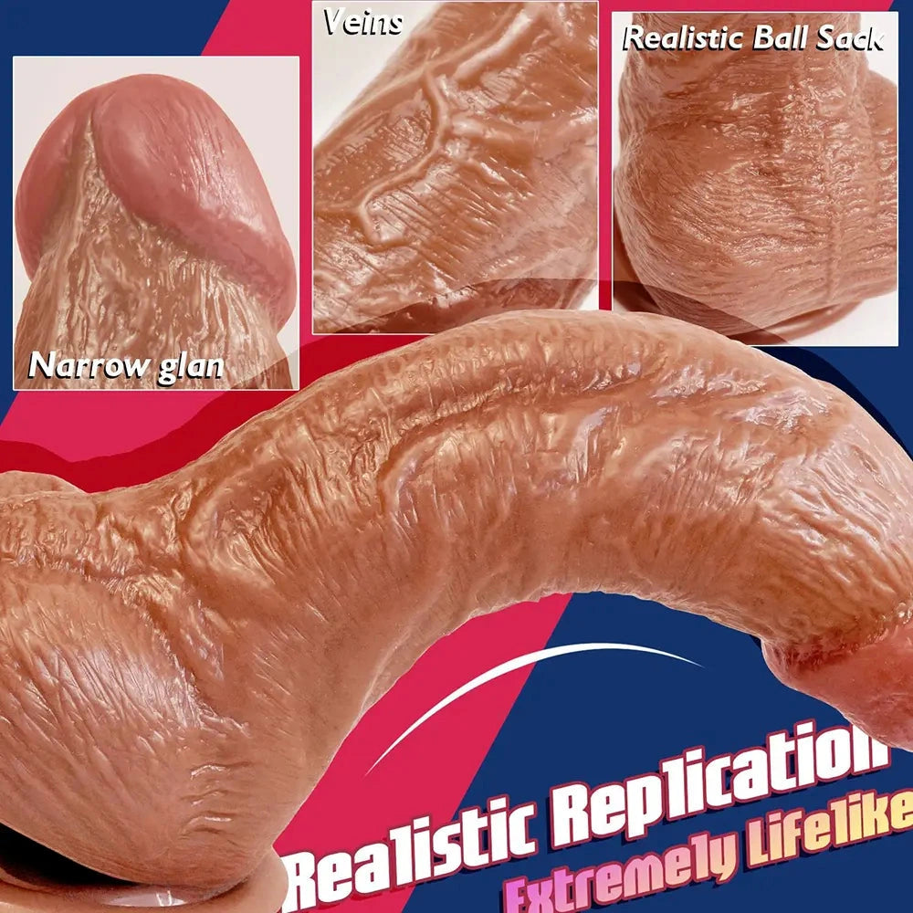 7.87in PVC Lifelike Dildo With Suction Cup Anal Sex Toy For Woman Men