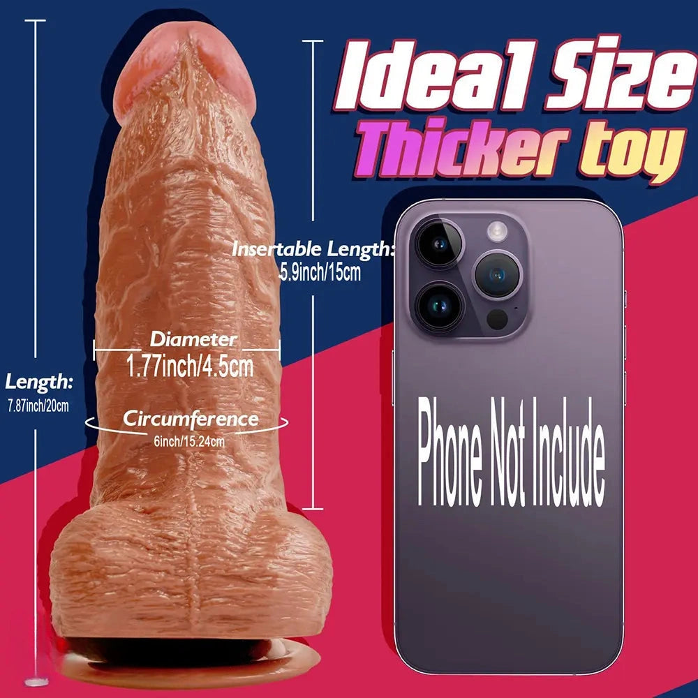 7.87in PVC Lifelike Dildo With Suction Cup Anal Sex Toy For Woman Men