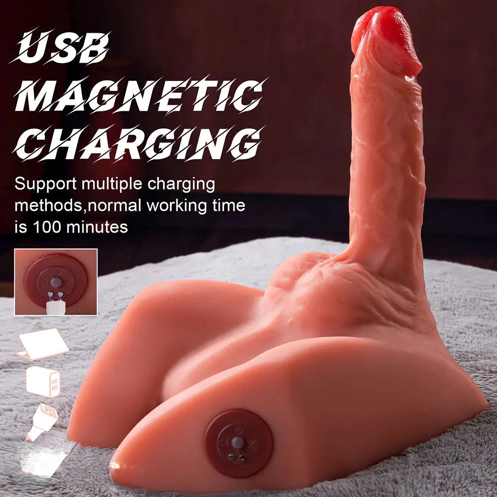 7.87in Real Feeling 3D Lifelike Sex Torso Dildo With Vibrating Thrusting Toy
