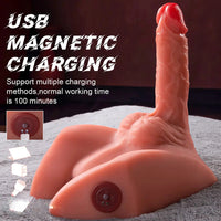 7.87in Real Feeling 3D Lifelike Sex Torso Dildo With Vibrating Thrusting Toy