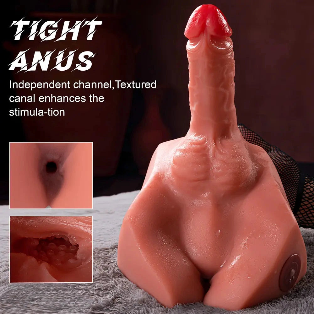 7.87in Real Feeling 3D Lifelike Sex Torso Dildo With Vibrating Thrusting Toy