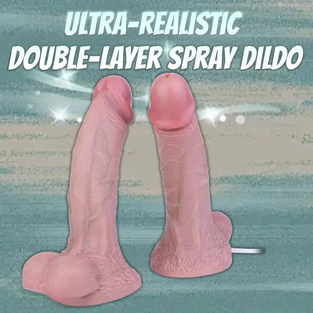 7.87in Real Vein Soft Silicone Adult Double Layer Squirting Strap on Dildo