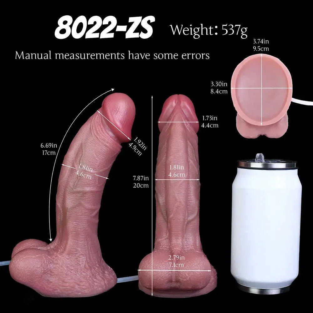 7.87in Real Vein Soft Silicone Adult Double Layer Squirting Strap on Dildo