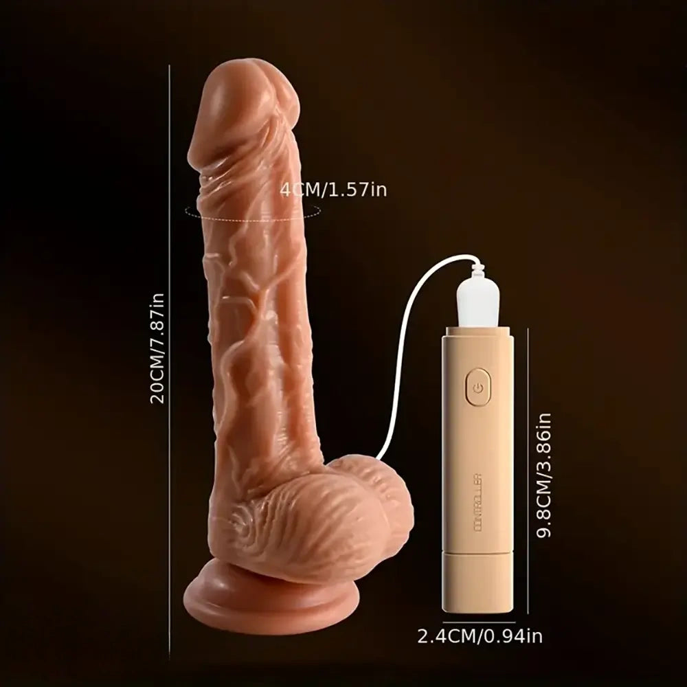 7.87in Real Vibrating Automatic Remote Control Lifelike Cock Dildo