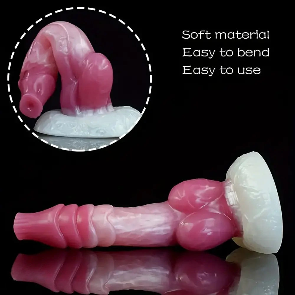 7.87in Realistic Animal Dog Knot Soft Silicone Odd Dildo For Men Women