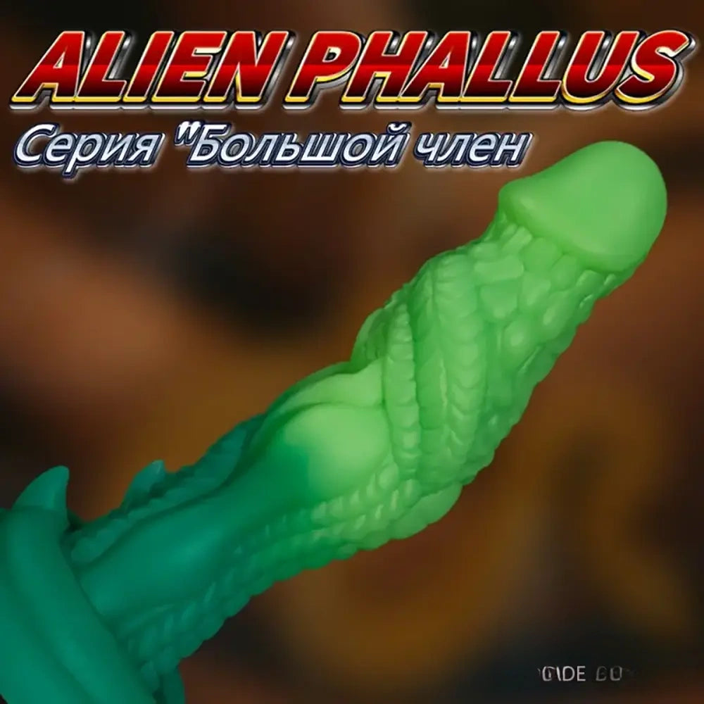 7.87in Realistic Dragon Green Gradient Soft Silicone Women Dildo