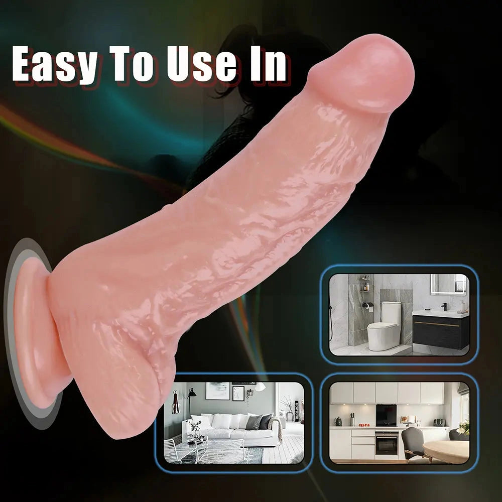 7.87in Realistic Penis PVC Skin Feel Phallus Sex Toy For Women Masturbation