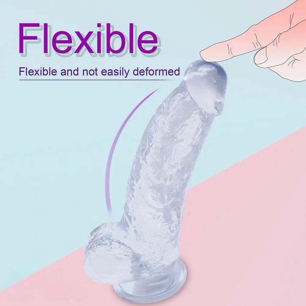 7.87in Realistic Penis PVC Skin Feel Phallus Sex Toy For Women Masturbation