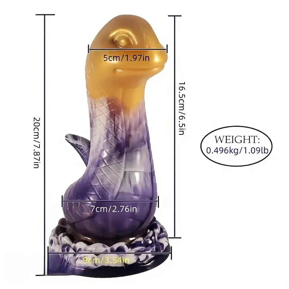 7.87in Realistic Snake-Shaped Silicone Soft Dildo With Lifelike Texture