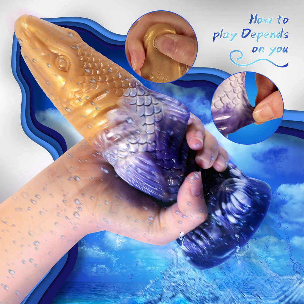 7.87in Shark Fish Fantasy Odd Soft Thick Dildo Real Feel Sex Toy