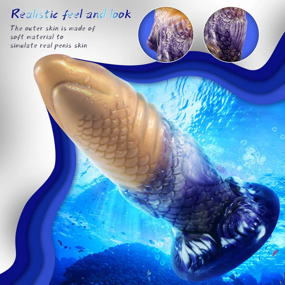 7.87in Shark Fish Fantasy Odd Soft Thick Dildo Real Feel Sex Toy