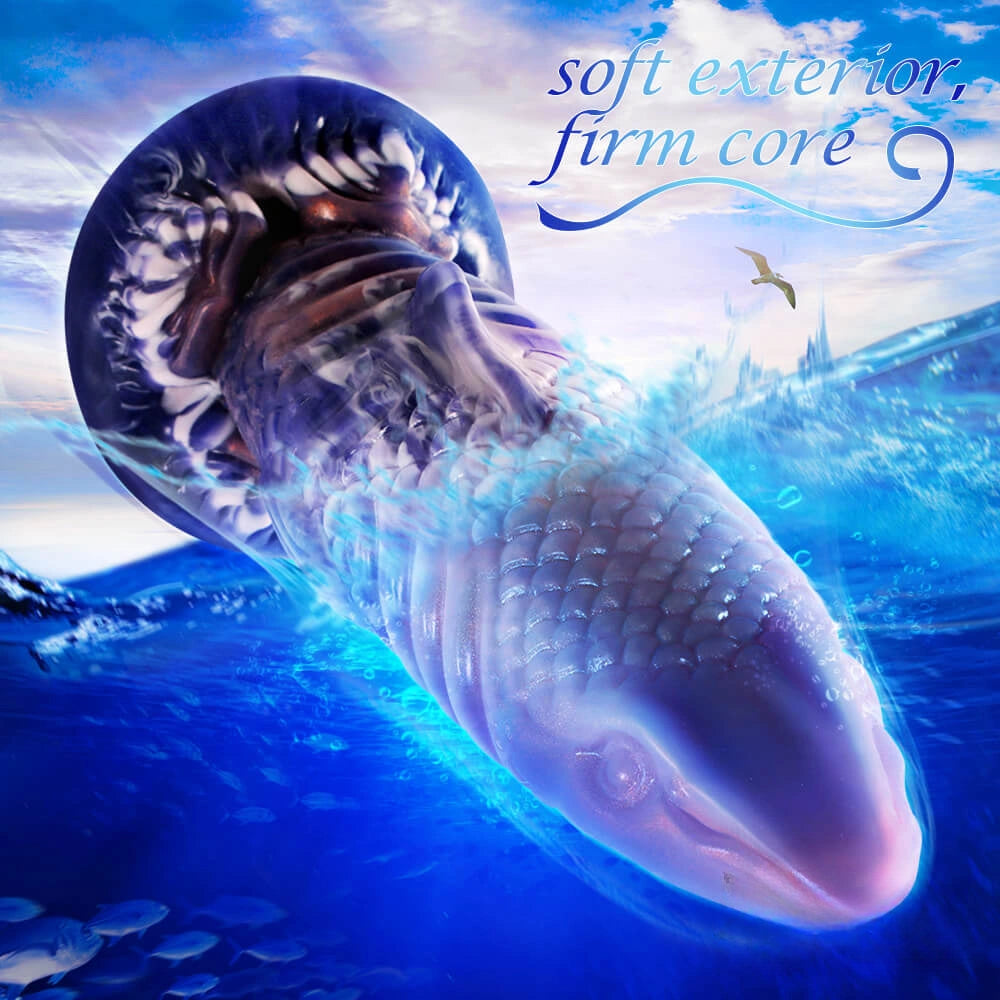 7.87in Shark Fish Fantasy Odd Soft Thick Dildo Real Feel Sex Toy