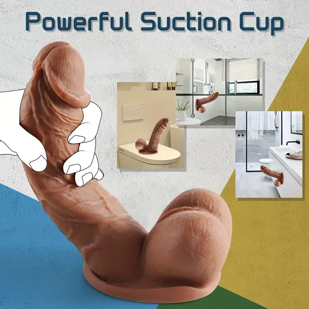 7.87in Silicone Soft Dildo With Big Glans Realistic Suction Cup Dildo