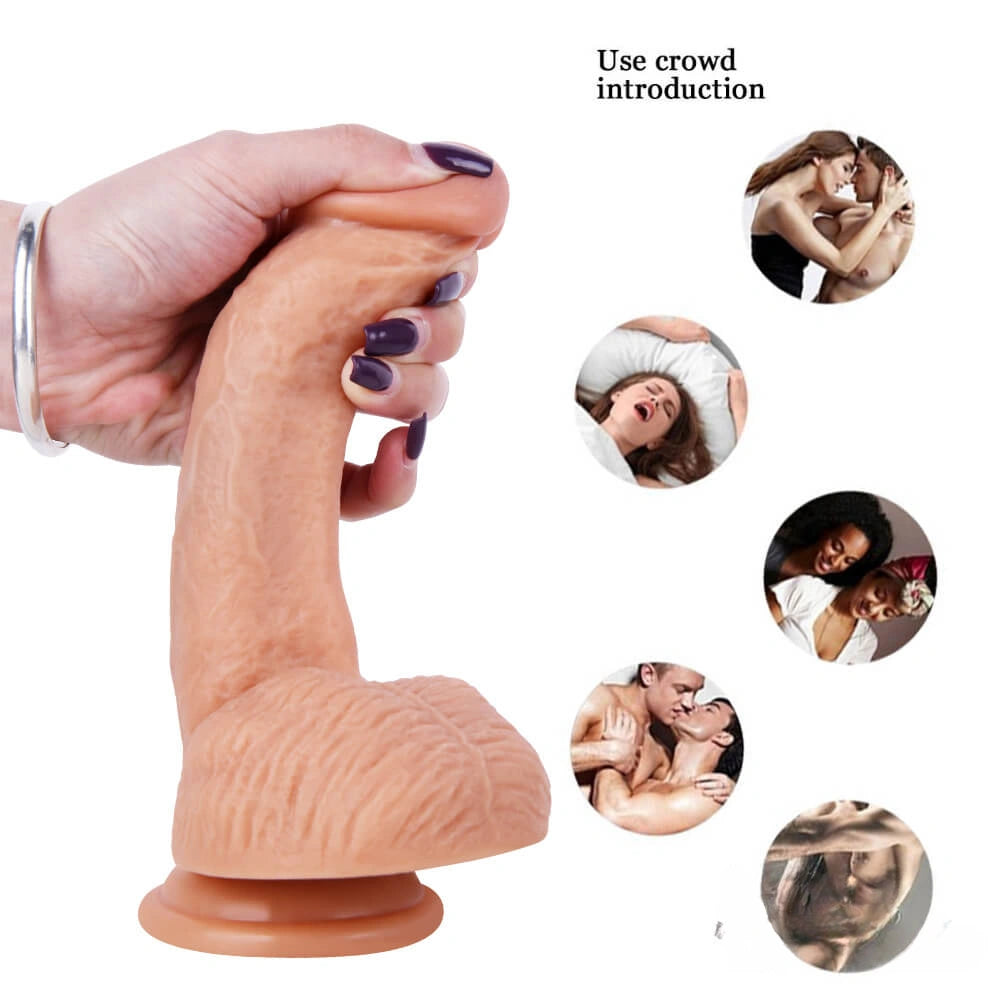 7.87in Soft Real Dildo Sex Toy With Blue Veins Sucker For Men