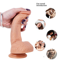 7.87in Soft Real Dildo Sex Toy With Blue Veins Sucker For Men