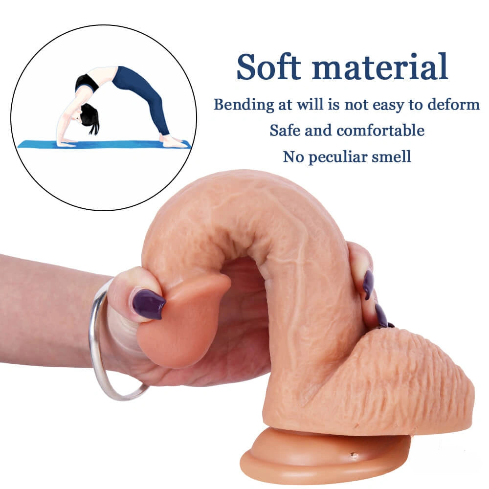 7.87in Soft Real Dildo Sex Toy With Blue Veins Sucker For Men